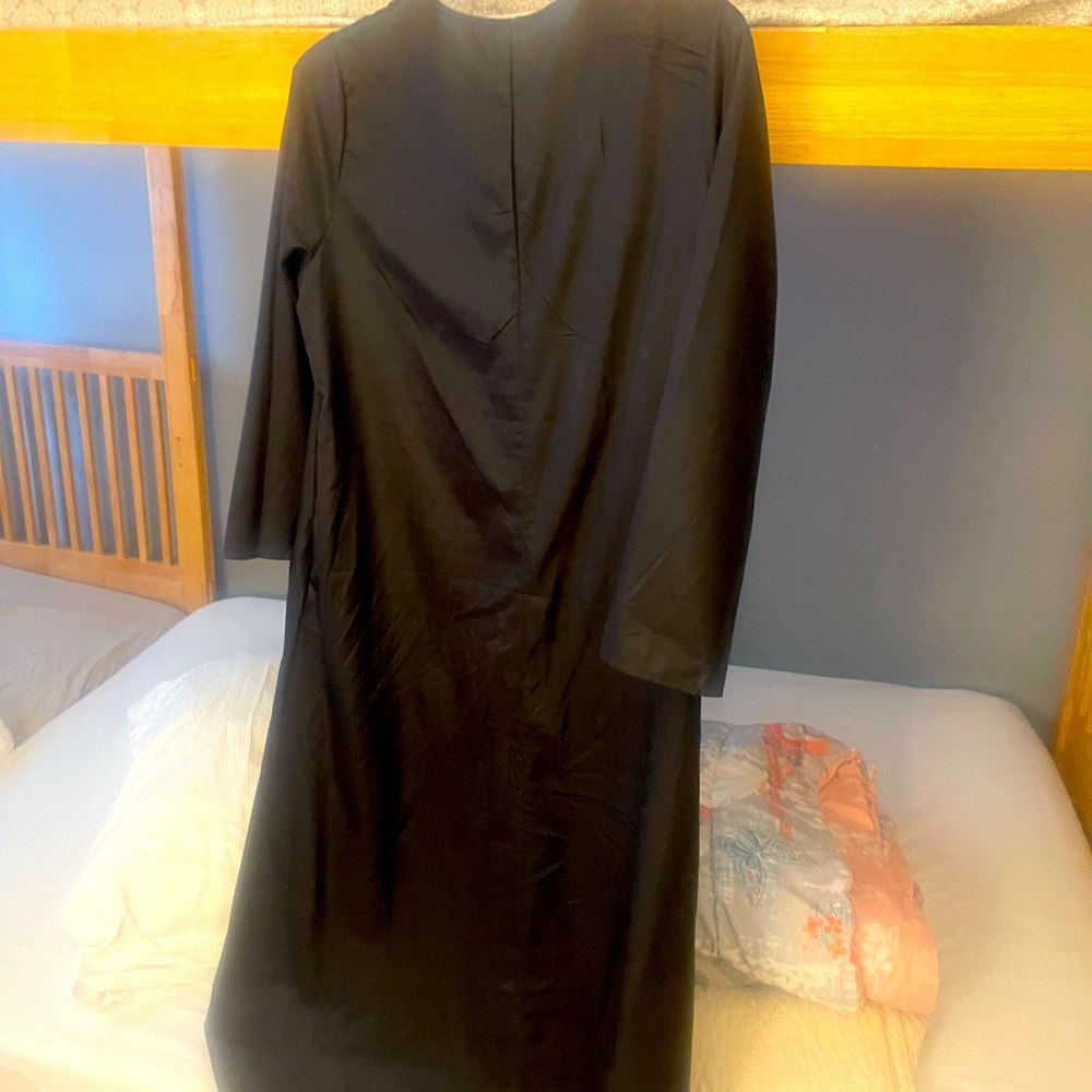 Long black dress white middle design and long sleeved